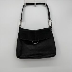 Alfani Black Leather Crossbody Silver Hardware Shoulder Bag Y2k Style Designer